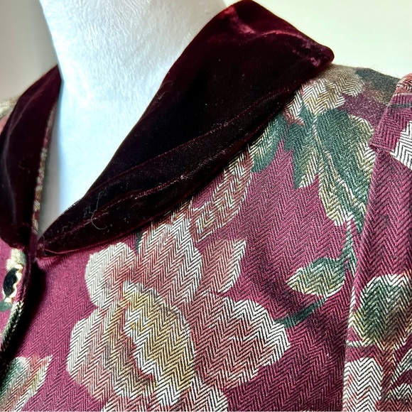 Vintage MOLLY MALLOY Petite Floral Velvet Collar Long Sleeve Dress—SZ. 4P - Picture 6 of 17
